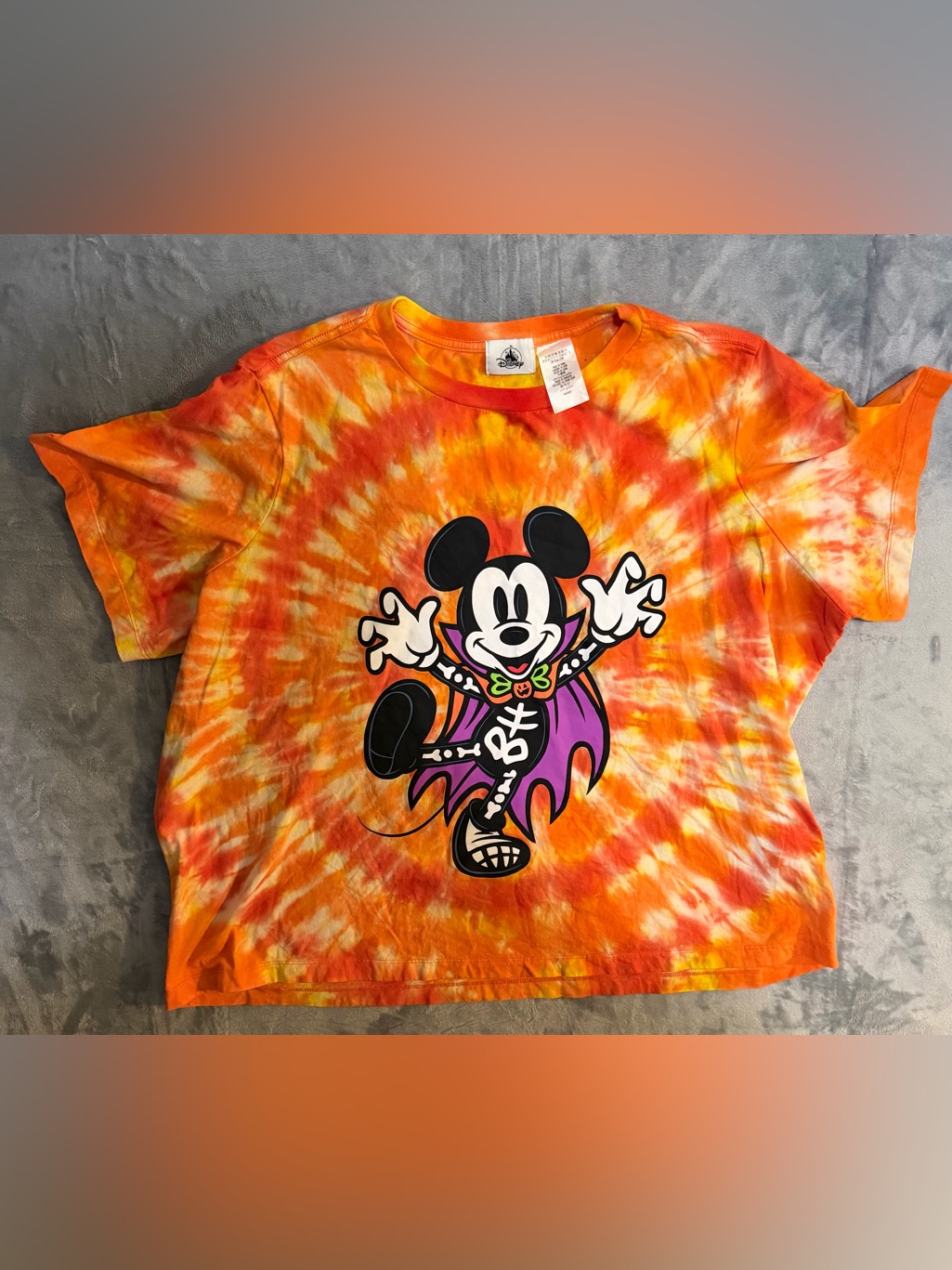 Disney Mickey Mouse Halloween Tie-Dye Orange T-Shirt, 1x